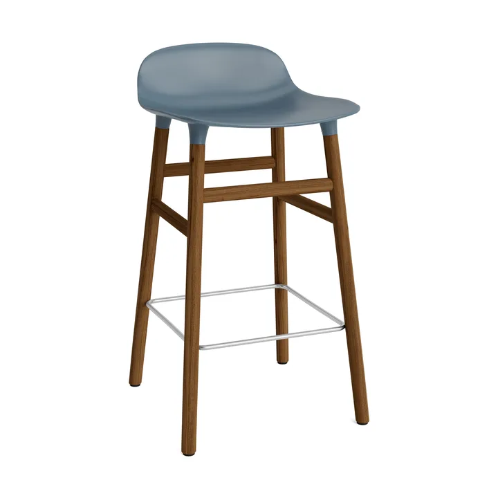 Form Chair barstol valnøttben - blå - Normann Copenhagen
