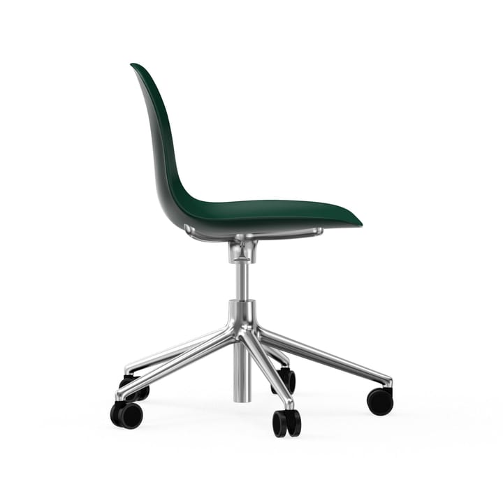 Form chair, dreibar stol, 5W kontorstol - grønn, aluminium, hjul - Normann Copenhagen