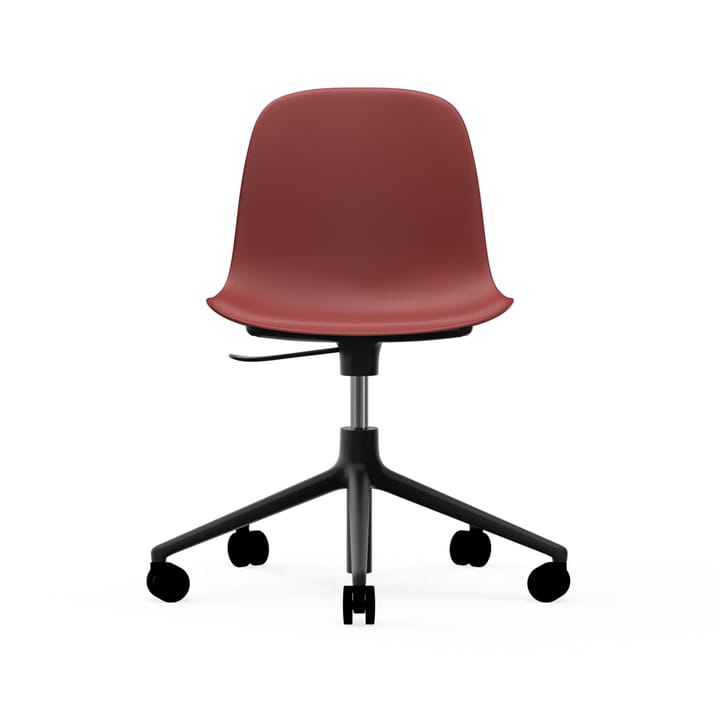 Form chair, dreibar stol, 5W kontorstol - rød, sort aluminium, hjul - Normann Copenhagen