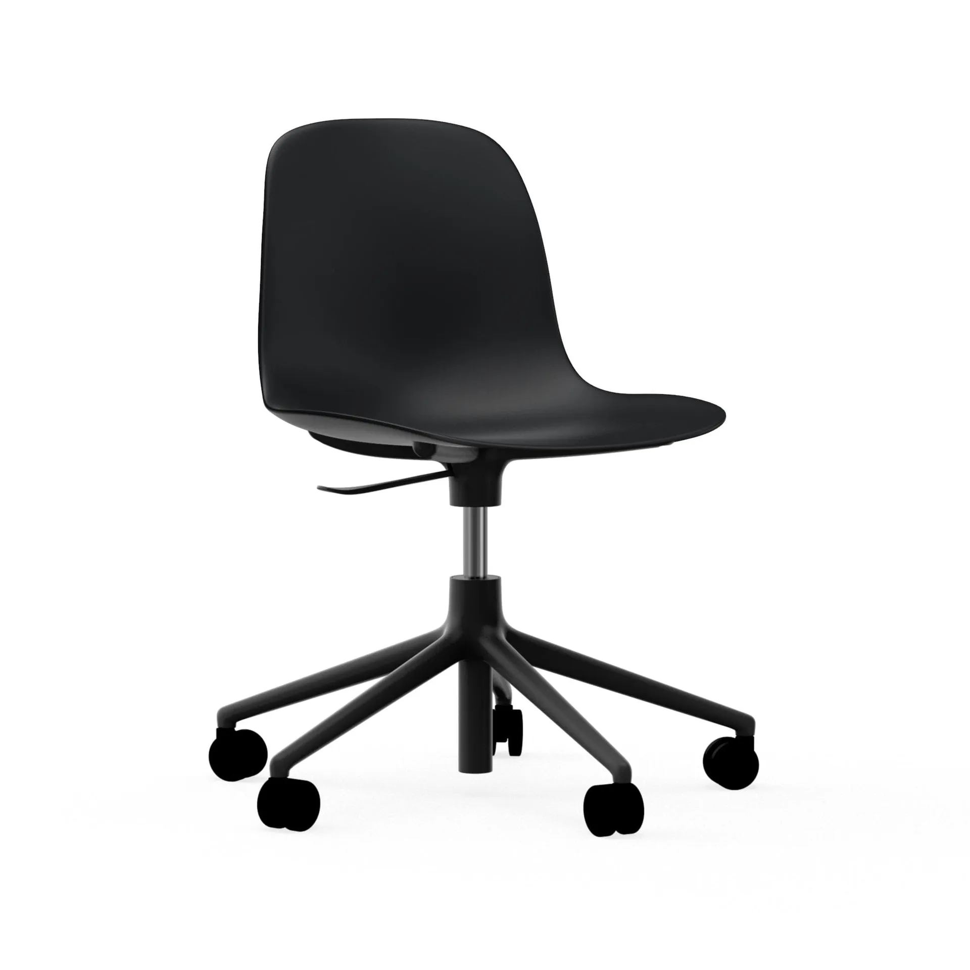 Form chair, dreibar stol, 5W kontorstol, sort, sort aluminium, hjul Normann Copenhagen