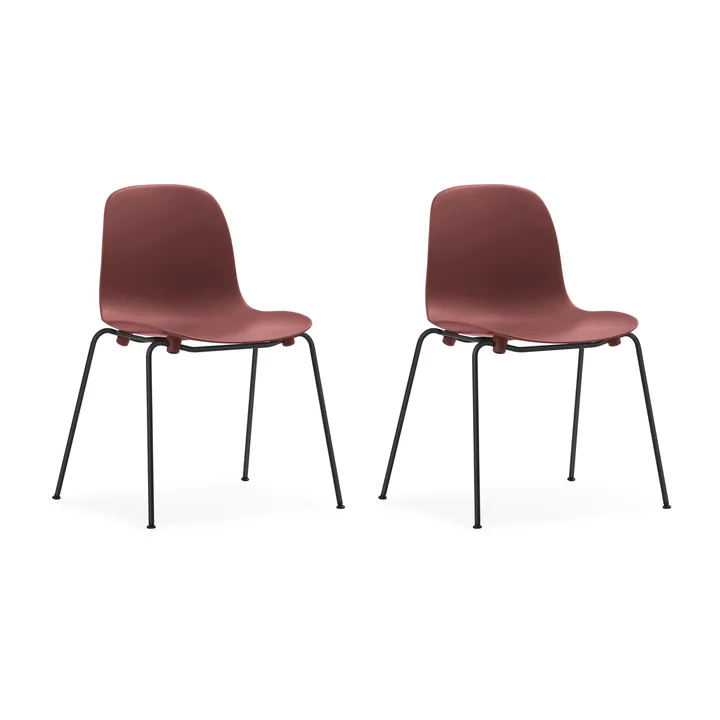 Form Chair stablebar stol svarte ben 2-pk, Rød - Normann Copenhagen