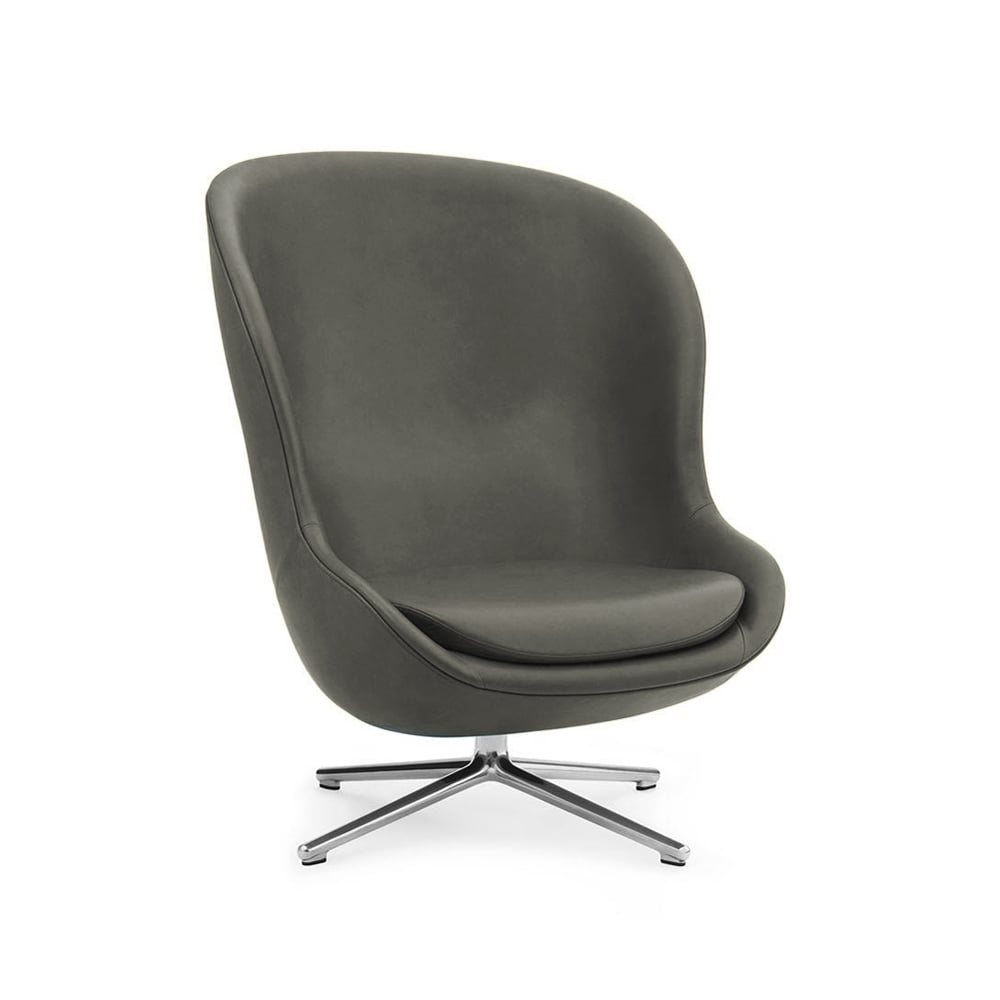 Bilde av Normann Copenhagen Hyg lenestol skinn ultra 41575 grønn svingfot i aluminium