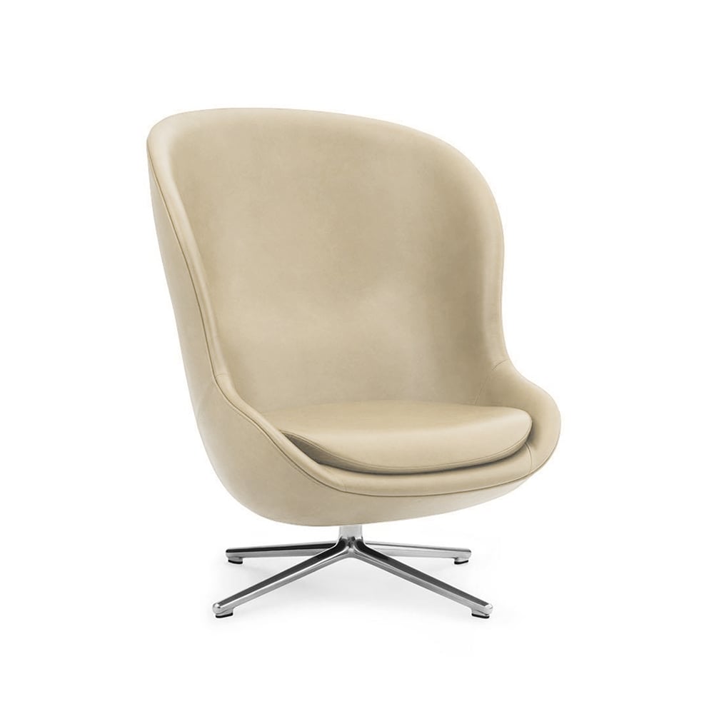 Bilde av Normann Copenhagen Hyg lenestol skinn ultra 41583 marble svingfot i aluminium