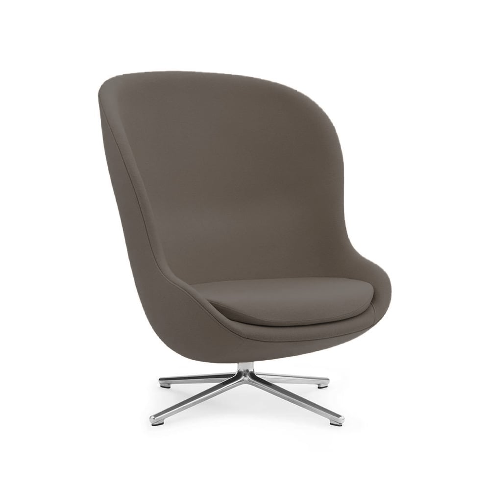 Normann Copenhagen Hyg lenestol Skinn ultra 41585 grå, svingfot i aluminium