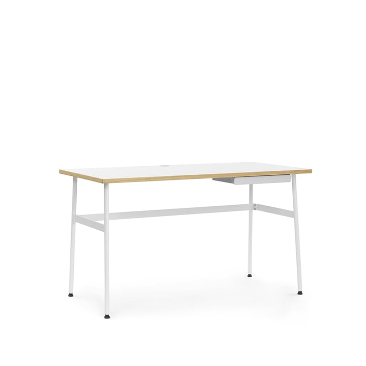 Journal skrivebord - hvit laminat, hvite stålben og skuff - Normann Copenhagen