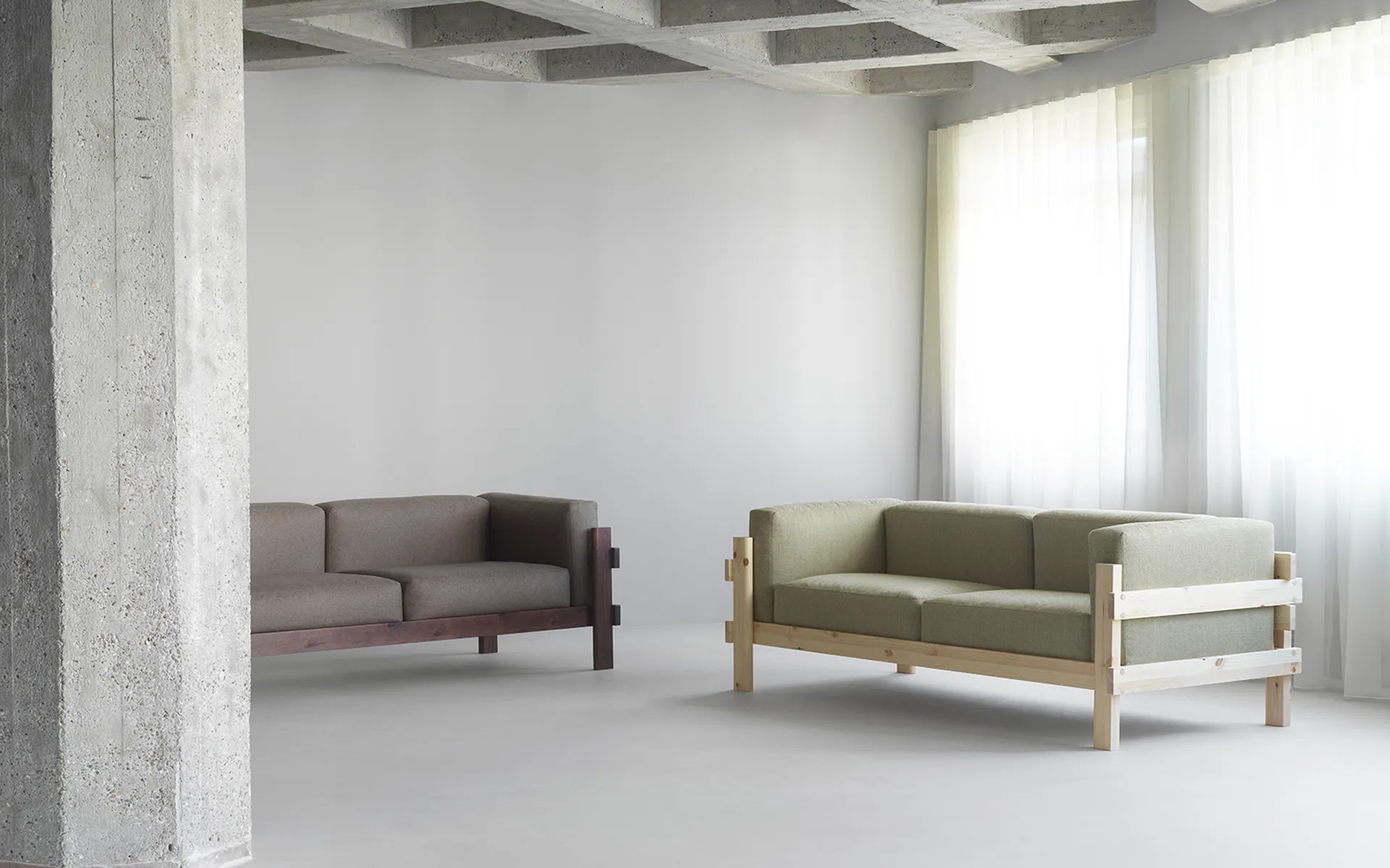 Kube sofa, Lakkert furu-stoff Remix 143 Grey, 220 cm Normann Copenhagen