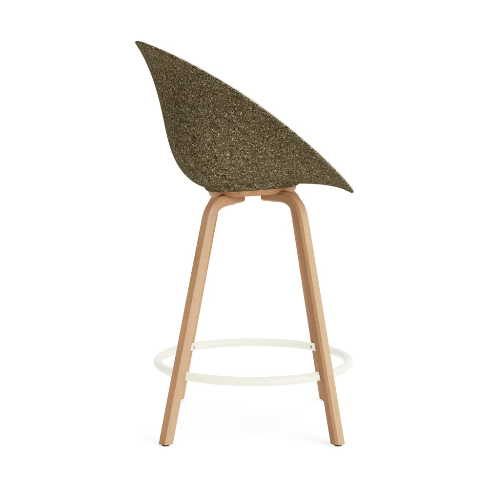 Mat Bar Armchair karmstol  fremsidepolstring 65 cm, Hallingdal 110-seaweed-beech-cream steel Normann Copenhagen