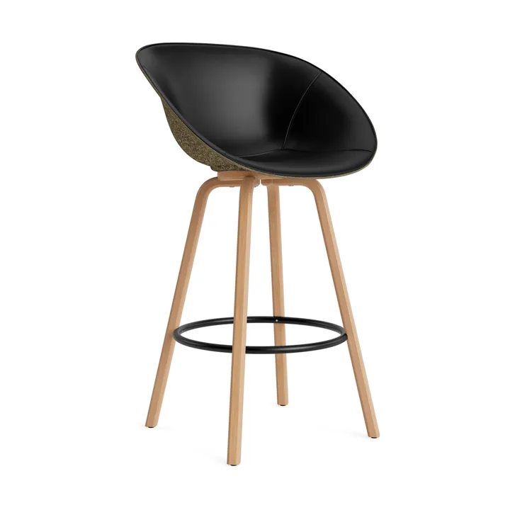 Mat Bar Armchair karmstol  fremsidepolstring 75 cm - Ultra 41599-seaweed-beech-black steel - Normann Copenhagen