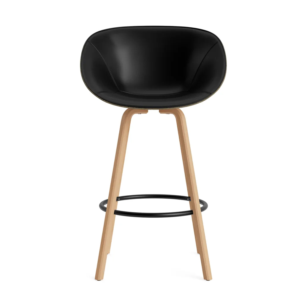 Mat Bar Armchair karmstol  fremsidepolstring 75 cm, Ultra 41599-seaweed-beech-black steel Normann Copenhagen