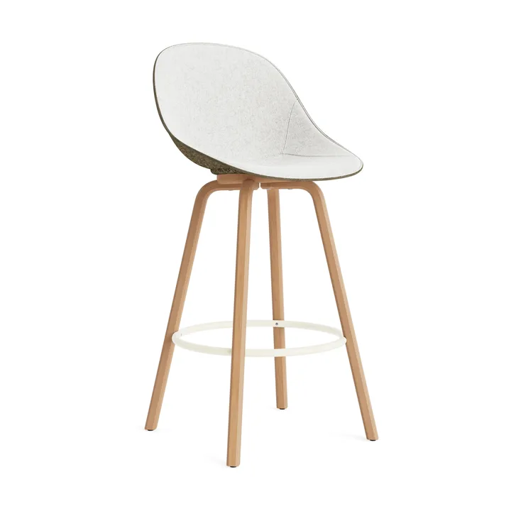 Mat Bar Chair barkrakk  fremsidepolstring 75 cm - Hallingdal 110-seaweed-beech-cream steel - Normann Copenhagen