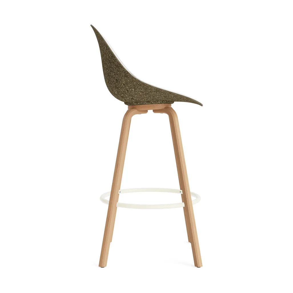 Mat Bar Chair barkrakk  fremsidepolstring 75 cm, Hallingdal 110-seaweed-beech-cream steel Normann Copenhagen
