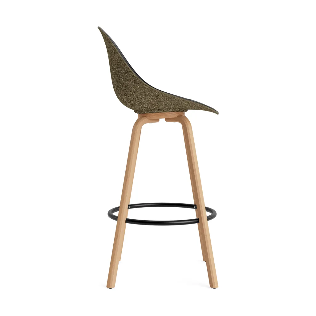 Mat Bar Chair barkrakk  fremsidepolstring 75 cm, Ultra 41599-seaweed-beech-black steel Normann Copenhagen