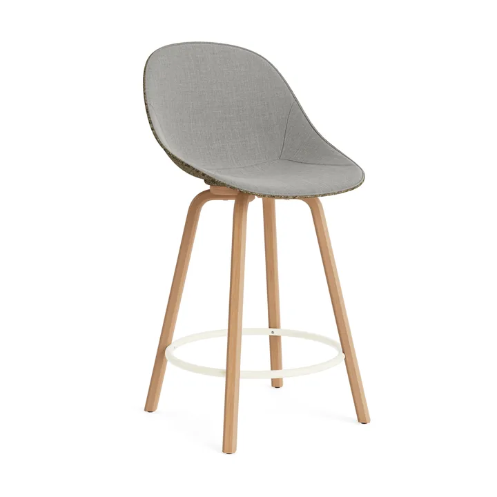 Mat Bar Chair barstol  fremsidepolstring 65 cm - Remix 133-seaweed-beech-cream steel - Normann Copenhagen