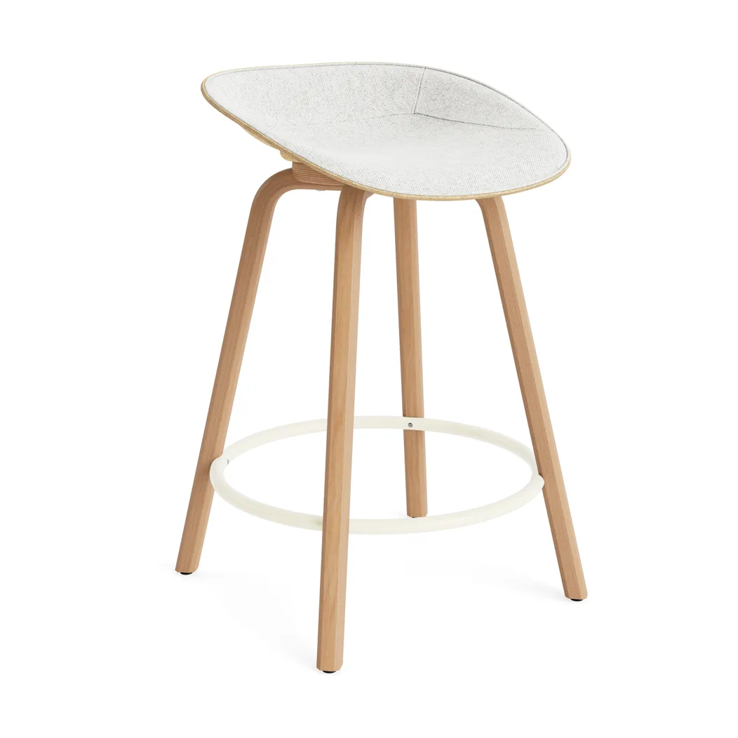 Mat Barstool barkrakk  fremsidepolstring 65 cm, Hallingdal 110-hemp-beech-cream steel Normann Copenhagen