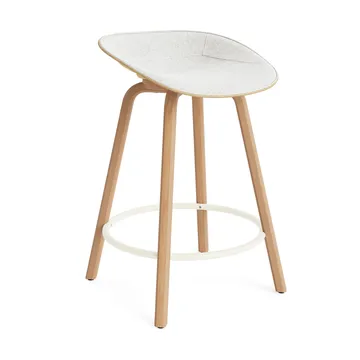 Mat Barstool barkrakk  fremsidepolstring 65 cm - Hallingdal 110-hemp-beech-cream steel - Normann Copenhagen