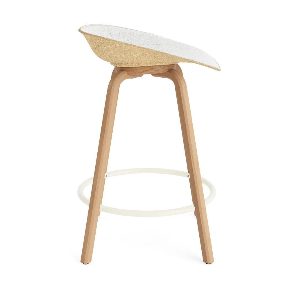 Mat Barstool barkrakk  fremsidepolstring 65 cm, Hallingdal 110-hemp-beech-cream steel Normann Copenhagen