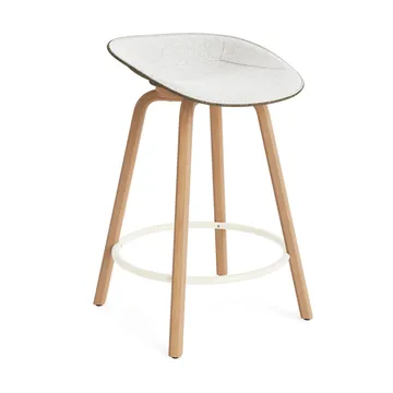 Mat Barstool barkrakk  fremsidepolstring 65 cm - Hallingdal 110-seaweed-beech-cream steel - Normann Copenhagen