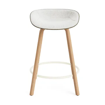 Mat Barstool barkrakk  fremsidepolstring 65 cm - Hallingdal 110-seaweed-beech-cream steel - Normann Copenhagen