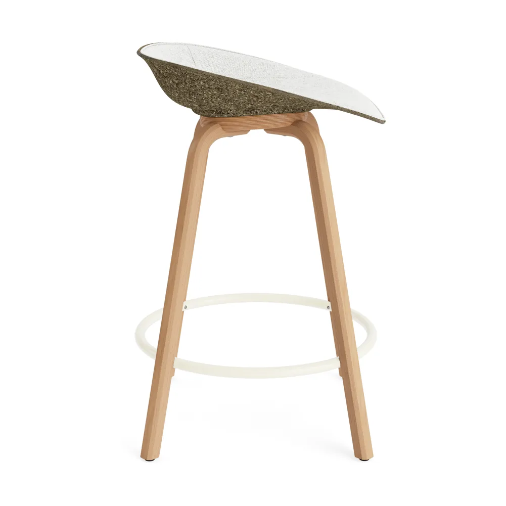 Mat Barstool barkrakk  fremsidepolstring 65 cm, Hallingdal 110-seaweed-beech-cream steel Normann Copenhagen