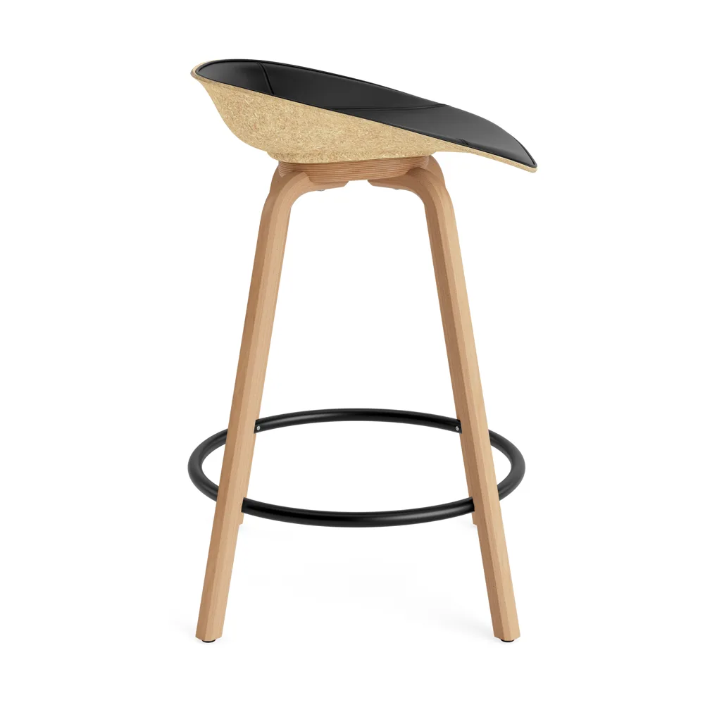 Mat Barstool barkrakk  fremsidepolstring 65 cm, Ultra 41599-hemp-beech-black steel Normann Copenhagen