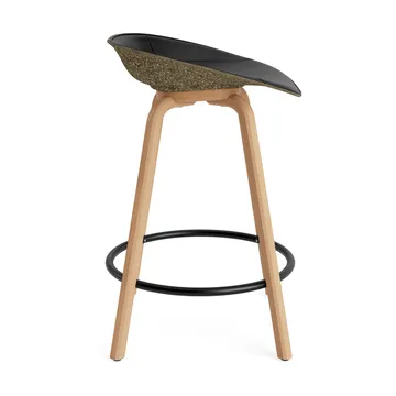 Mat Barstool barkrakk  fremsidepolstring 65 cm - Ultra 41599-seaweed-beech-black steel - Normann Copenhagen