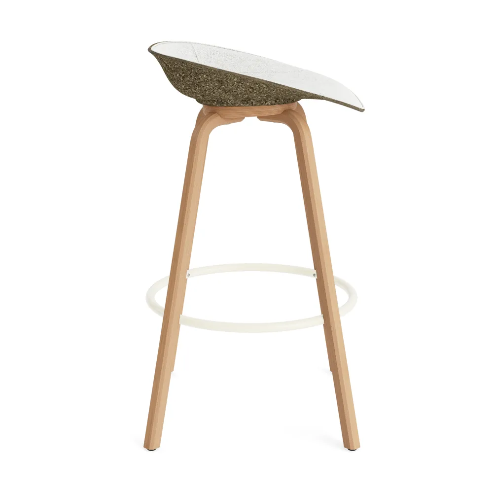Mat Barstool barstol  fremsidepolstring 75 cm, Hallingdal 110-seaweed-beech-cream steel Normann Copenhagen