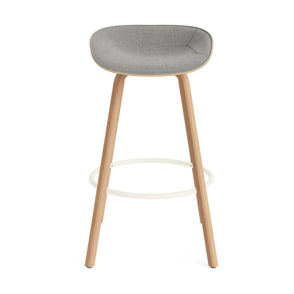 Mat Barstool barstol  fremsidepolstring 75 cm, Remix 133-hemp-beech-cream steel Normann Copenhagen
