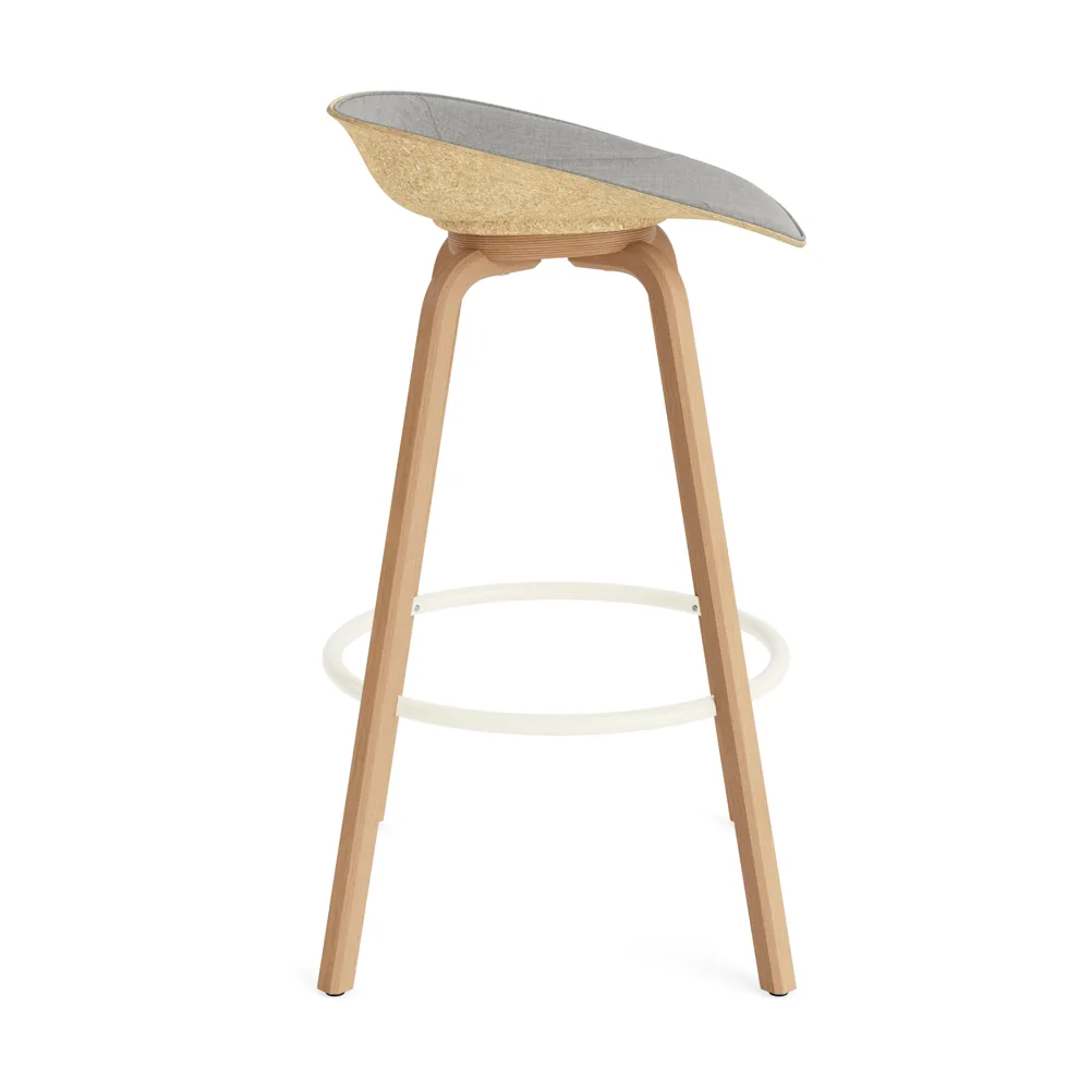 Mat Barstool barstol  fremsidepolstring 75 cm, Remix 133-hemp-beech-cream steel Normann Copenhagen