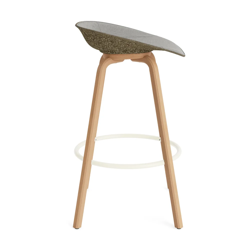 Mat Barstool barstol  fremsidepolstring 75 cm, Remix 133-seaweed-beech-cream steel Normann Copenhagen