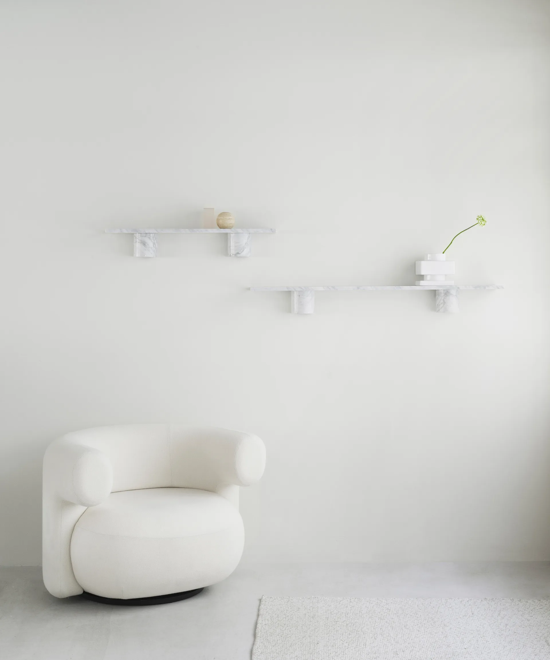 Sten Shelf hylle 80 cm, White marble Normann Copenhagen