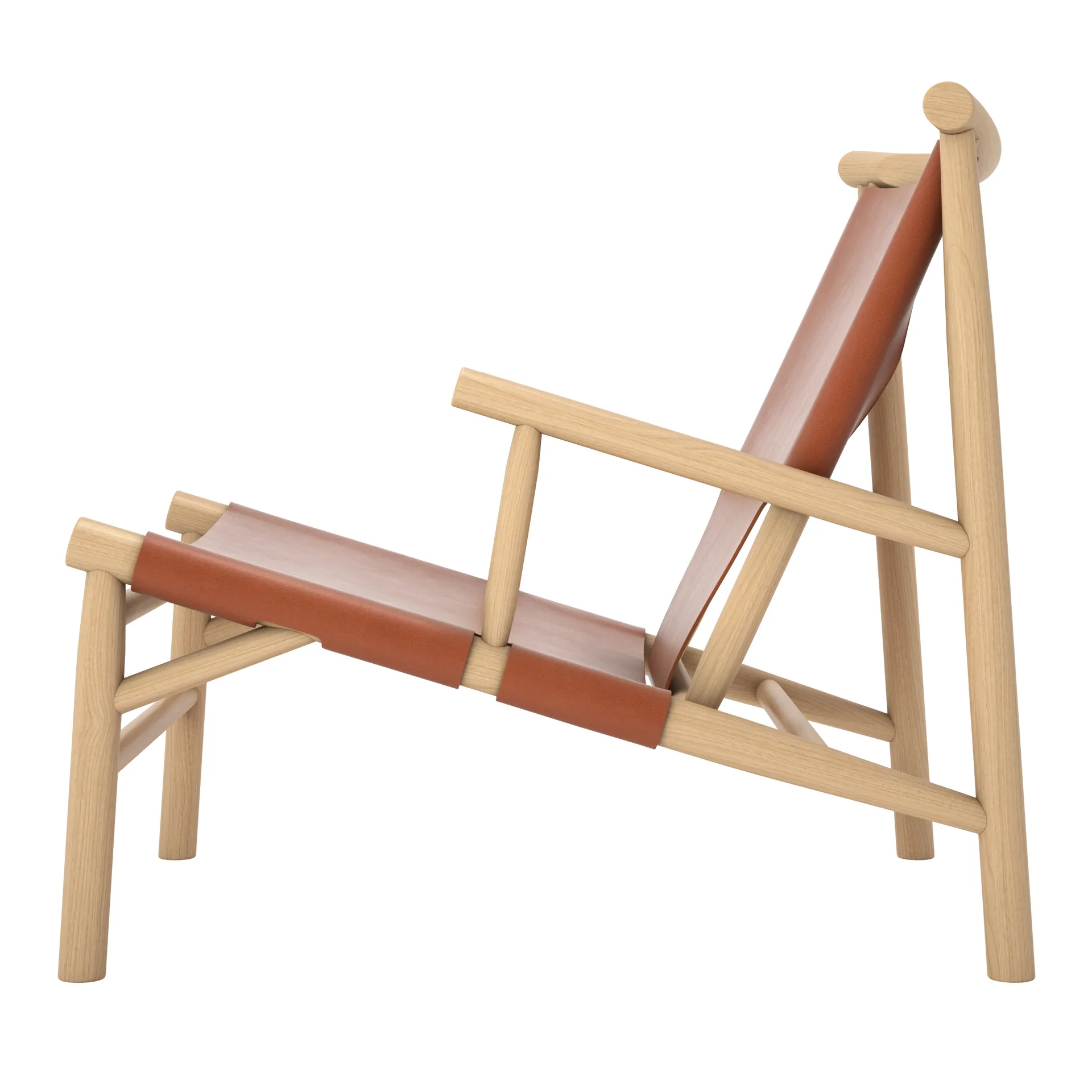 Samurai loungestol lærsete eik, Cognac NORR11