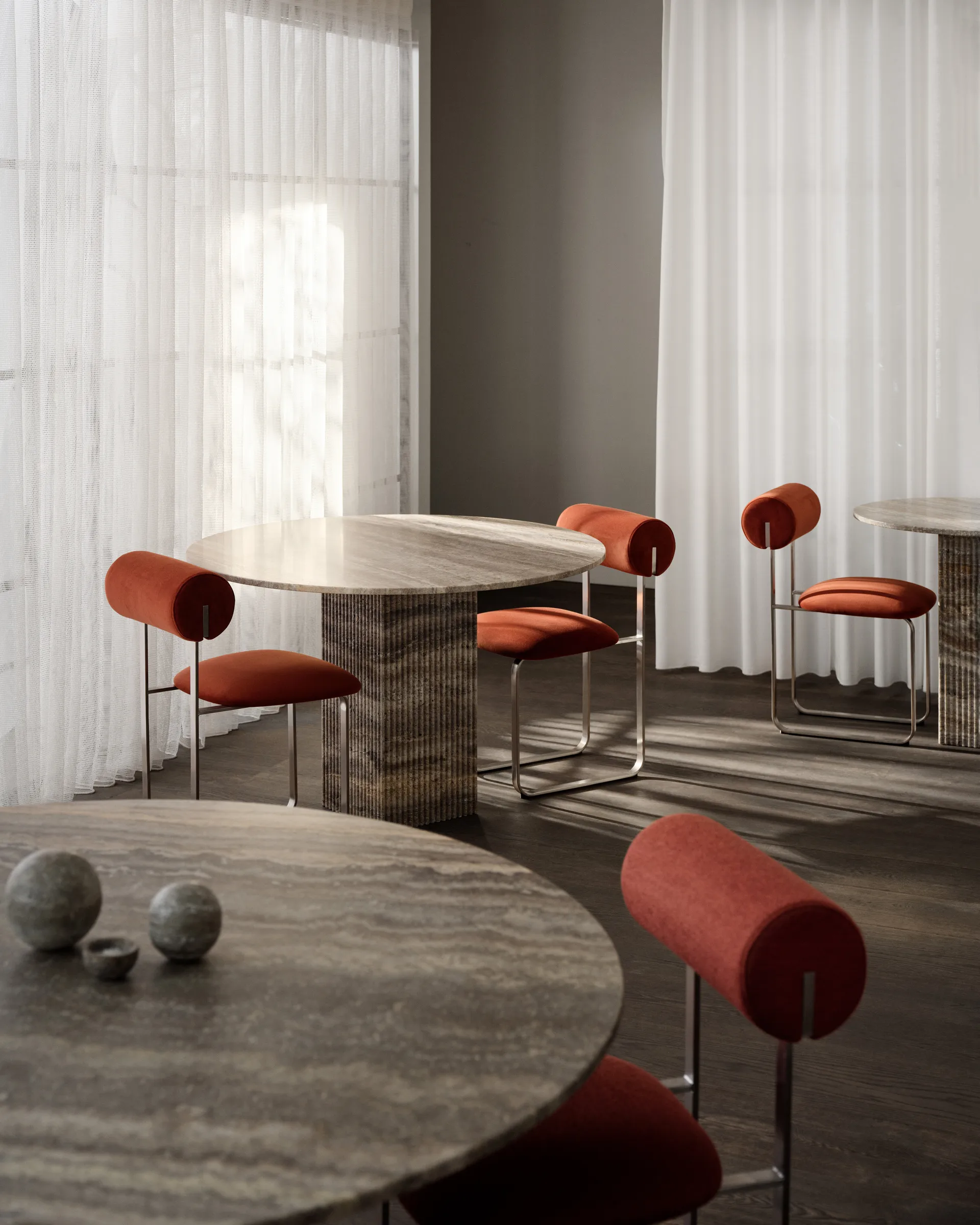 Soho spisebord, Beige travertin, Ø120x72 cm NORR11