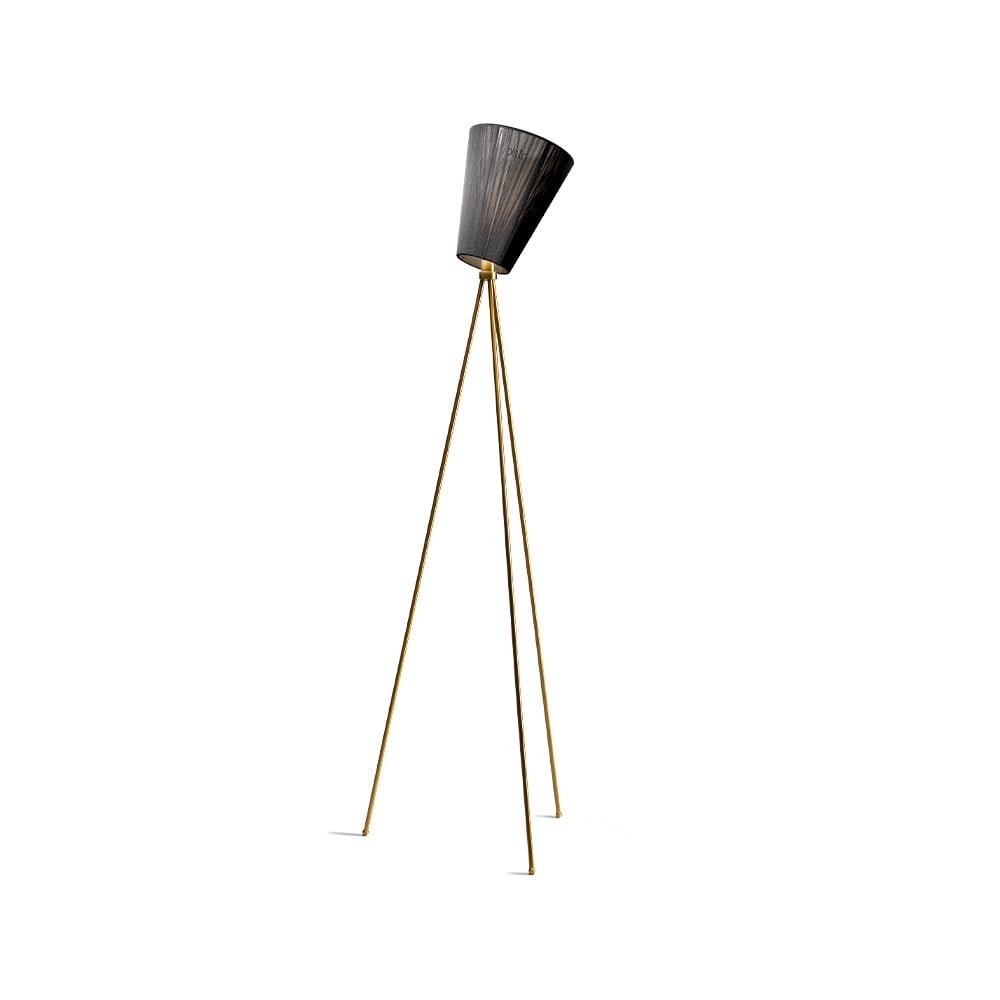 Bilde av Northern Oslo Wood gulvlampe Black gyllent stativ