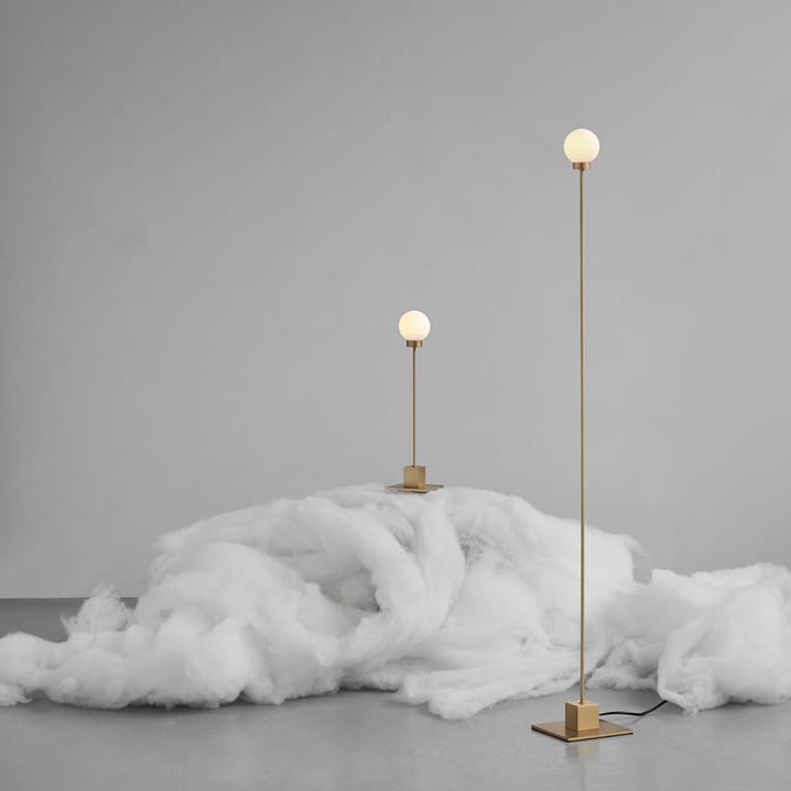 Snowball gulvlampe, steel, hvitt opalglass Northern