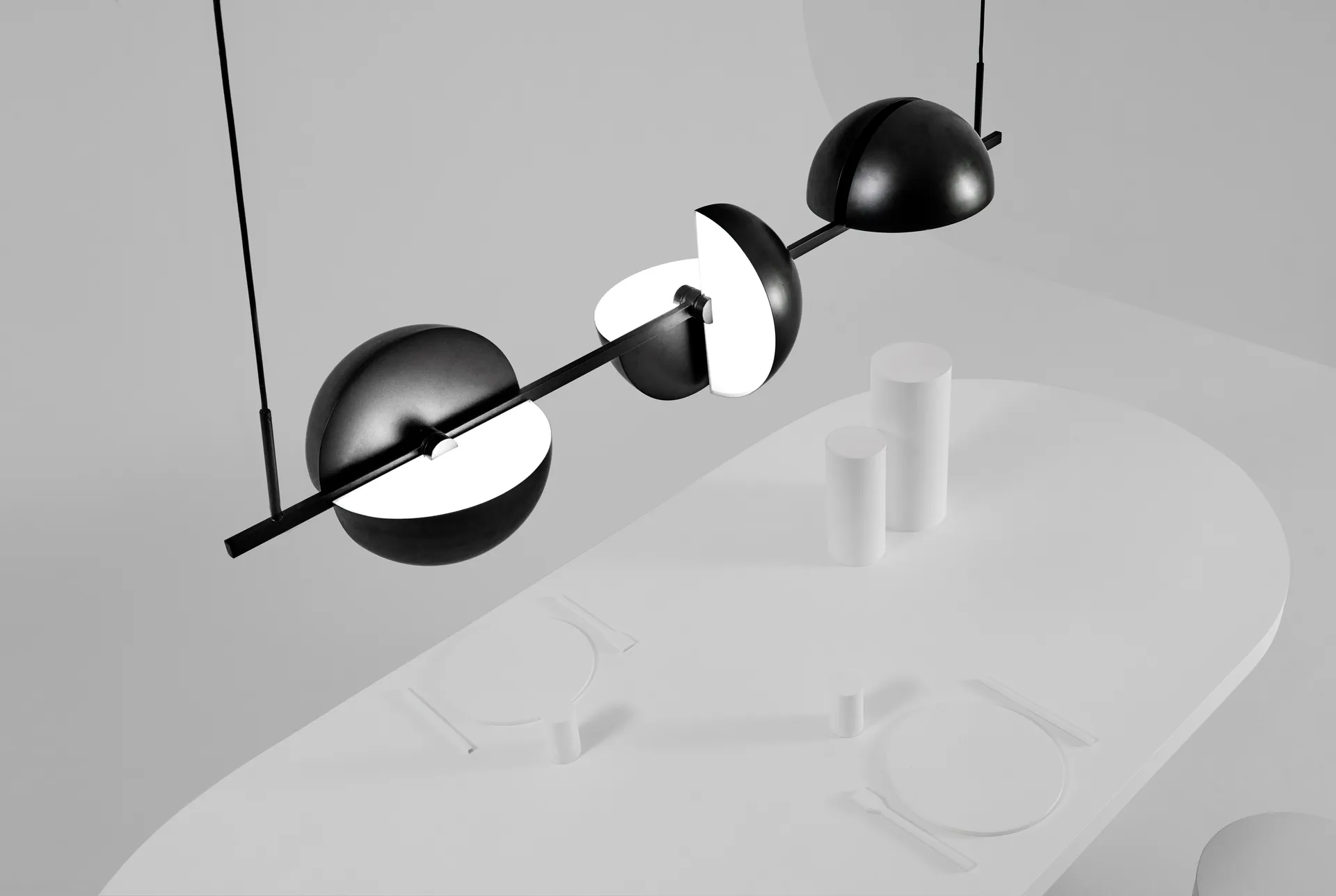 Trapeze triplette takpendel 140 cm, Black Oblure