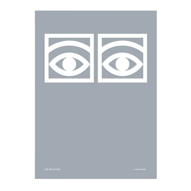 Ögon grå poster, 50 x 70 cm Olle Eksell