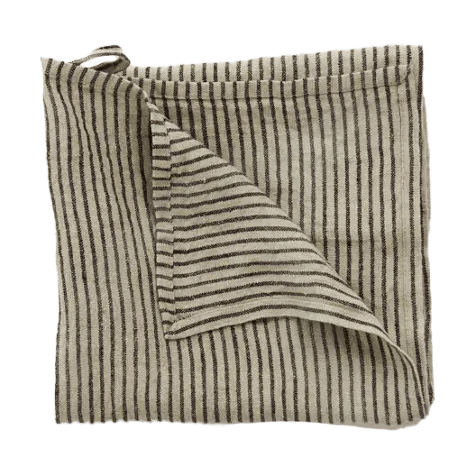 Stripe kjøkkenhåndkle lin 45x65 cm - Svart sand - Olsson & Jensen