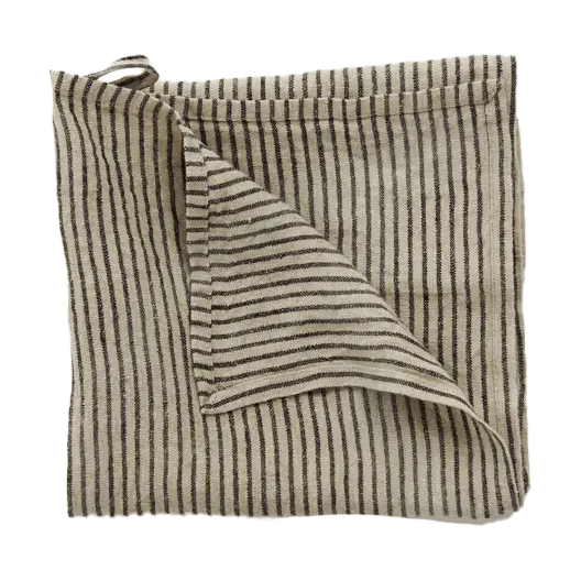 Olsson & Jensen Stripe kjøkkenhåndkle lin 45x65 cm Svart sand