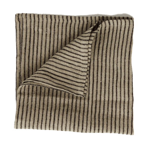 Stripe linserviett 45x45 cm, Svart-sand Olsson & Jensen