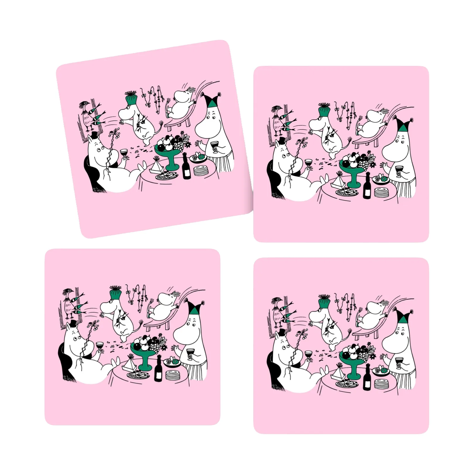 Moomin 80 glassbrikker 9x9 cm 4-pack, Rosa Opto Design