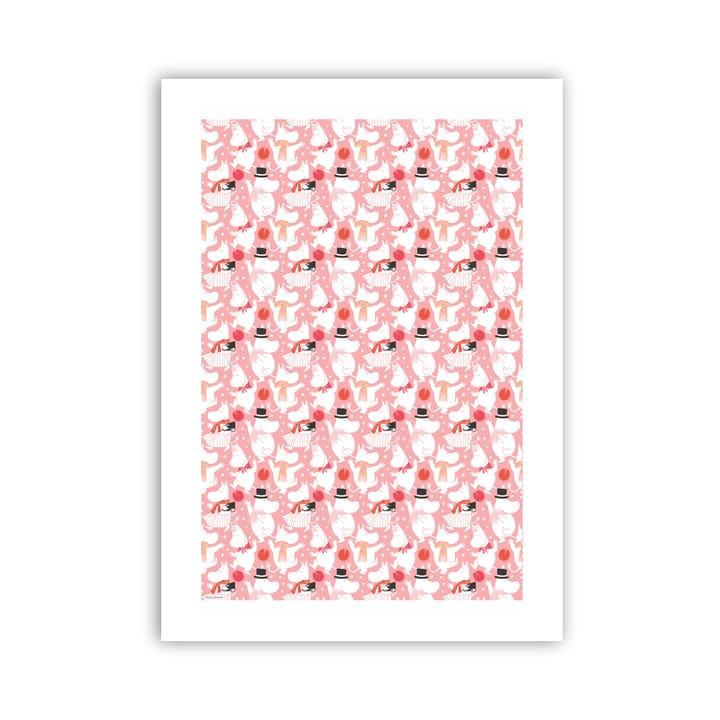Moomin Celebration kjøkkenhåndkle 70x50 cm - Hvit-rosa - Opto Design