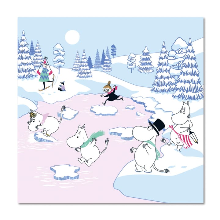 Mummitrollet serviett vinter 2022 33 x 33 cm 20-pakning - Blå-hvit-rosa - Opto Design