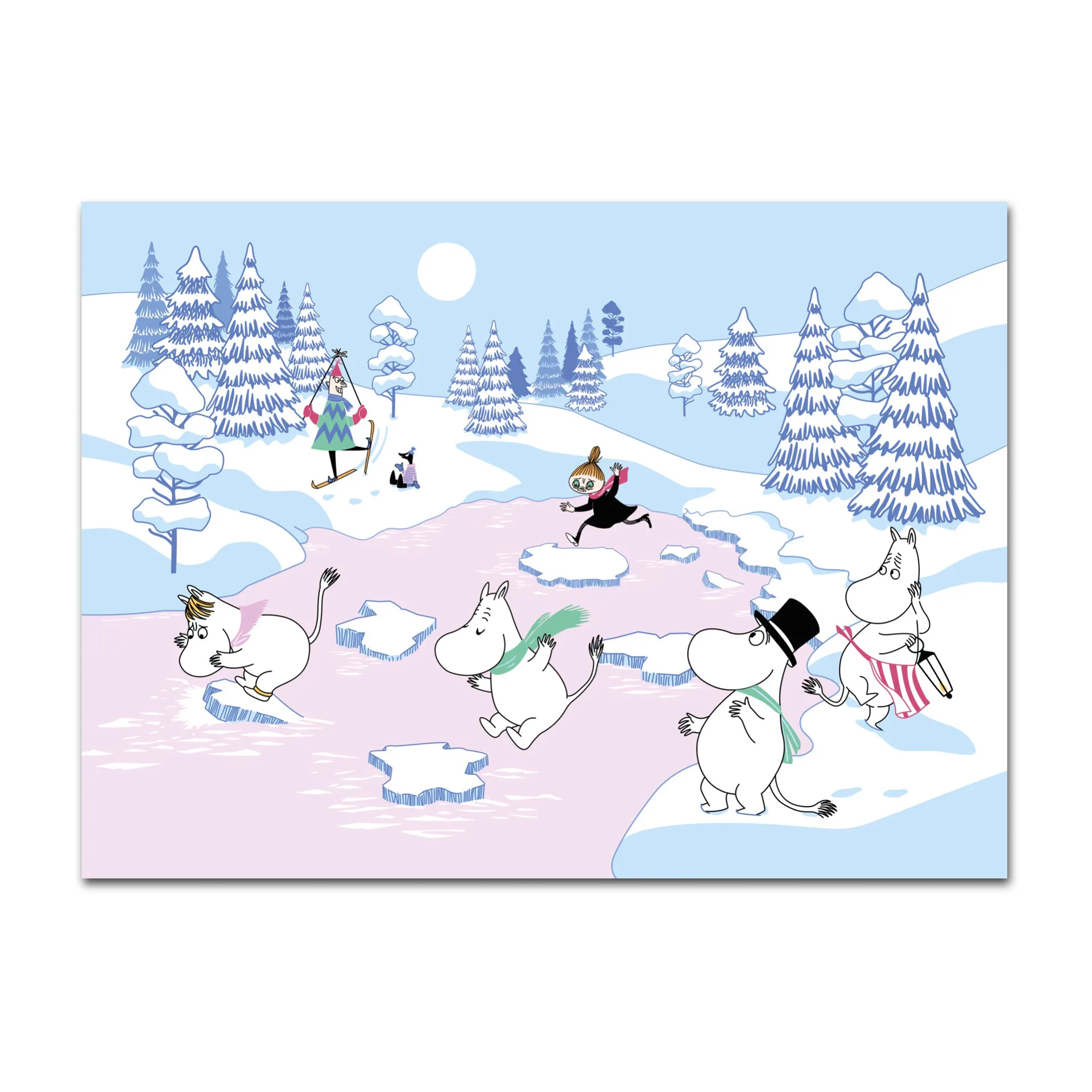 Mummitrollet spisebrikke vinter 2022 27,5 x 40 cm, Blå-hvit-rosa Opto Design