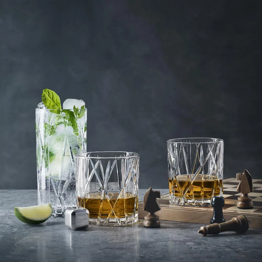 City whiskysteiner 4-pakn., rustfritt stål Orrefors