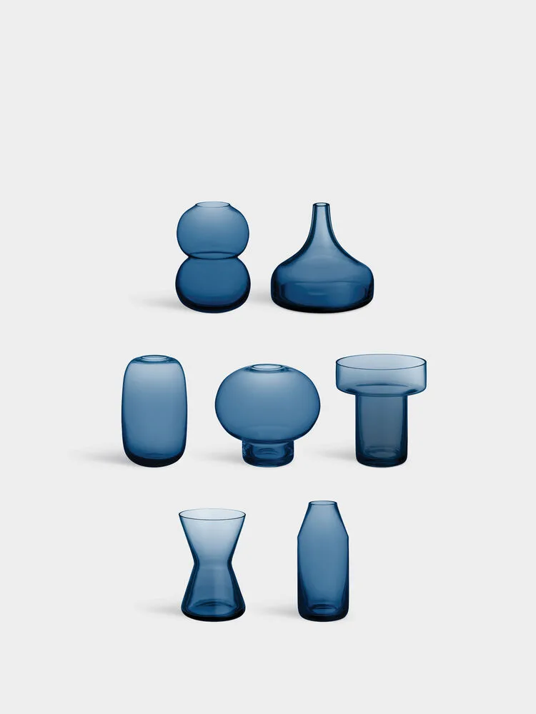 Midsummer minivaser 7 deler, Midnattsblå Orrefors