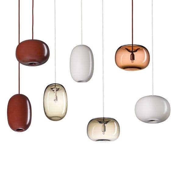 Pebble taklampe rund, varmgrå-glass Örsjö Belysning