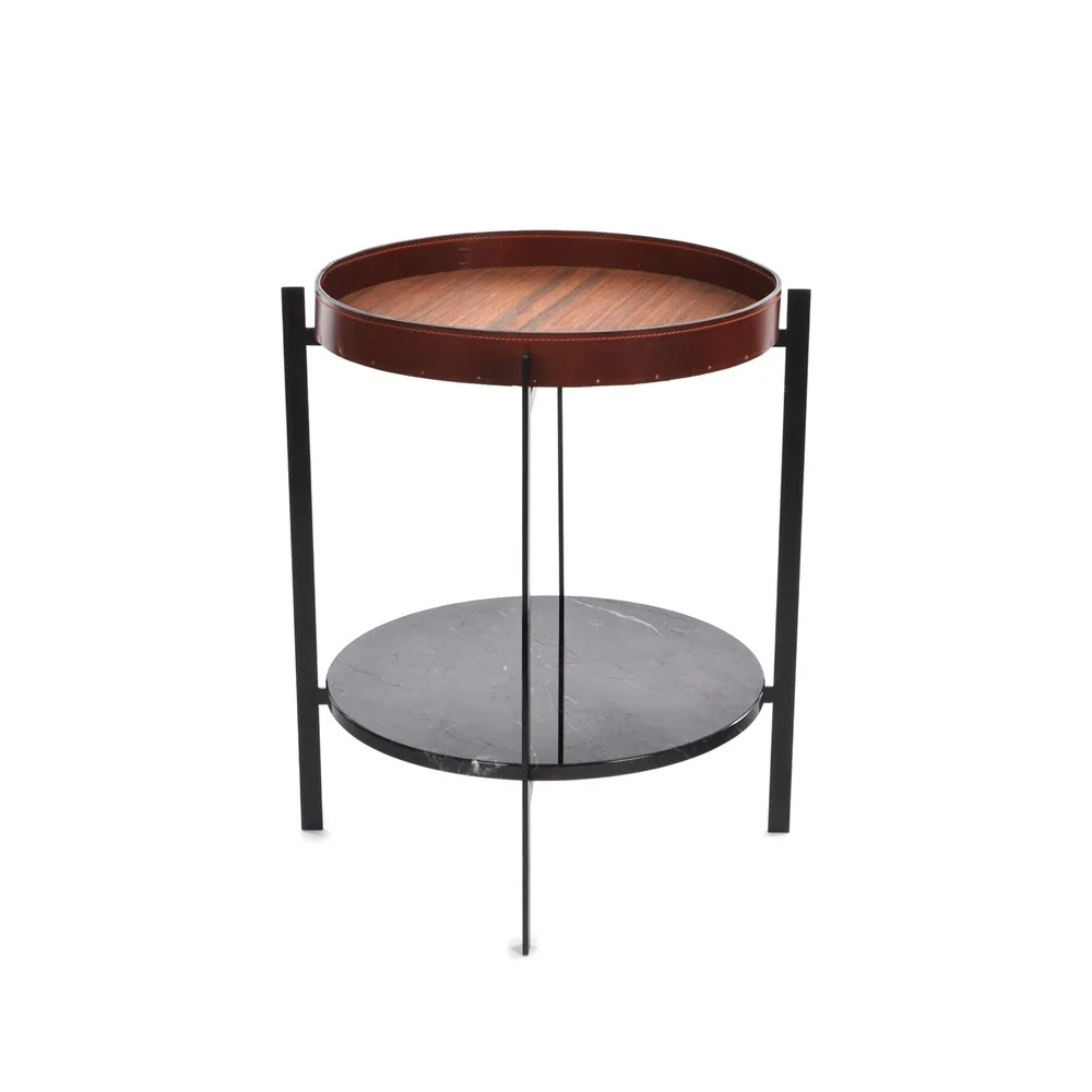 Deck brettbord, teak, sort stativ, sort marmorhylle OX Denmarq