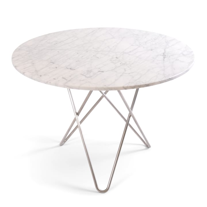 Dining O spisebord Ø100 H72, rostfritt understell - hvit marmor - OX Denmarq