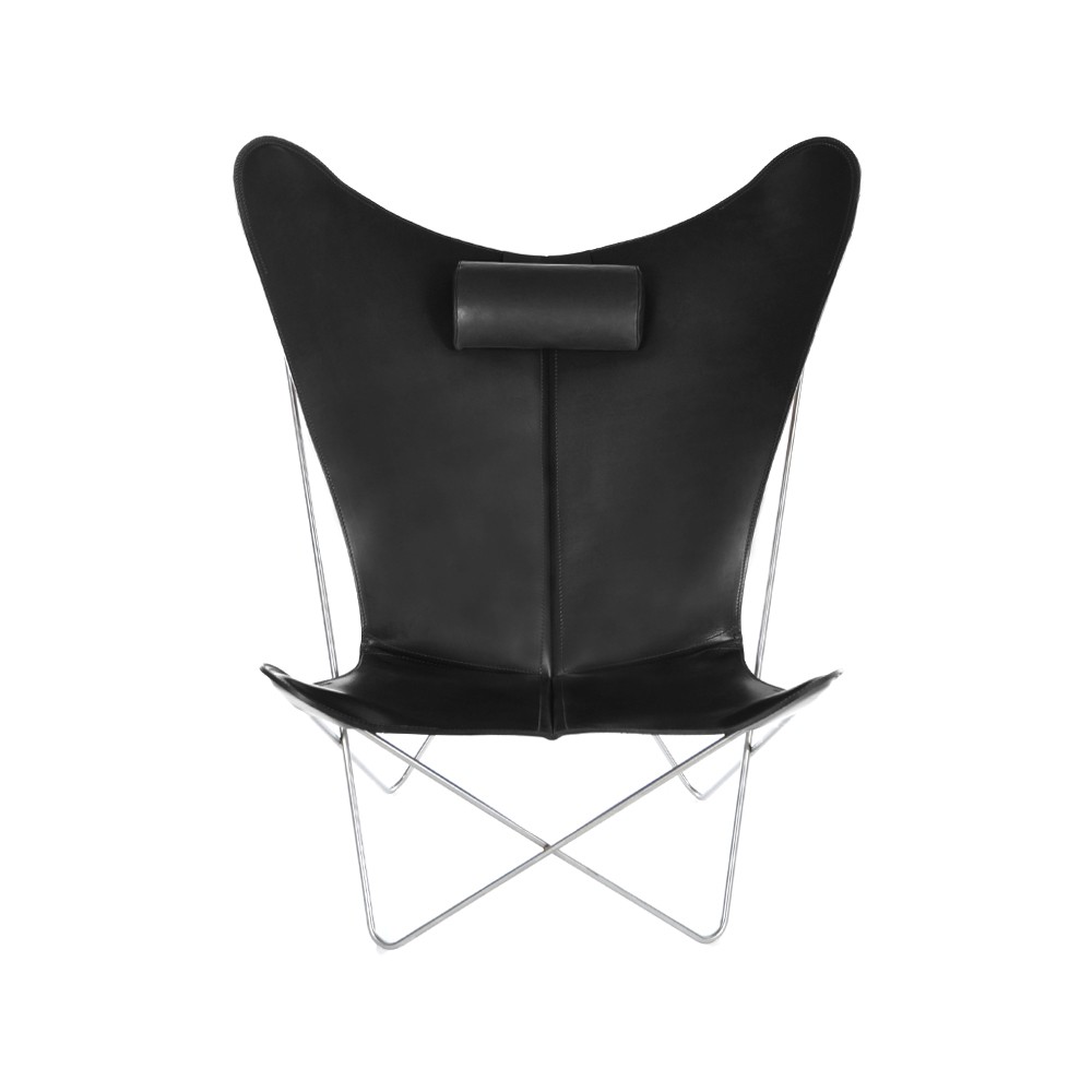 OX Denmarq KS Chair flaggermusstol Skinn black, rustfritt stativ