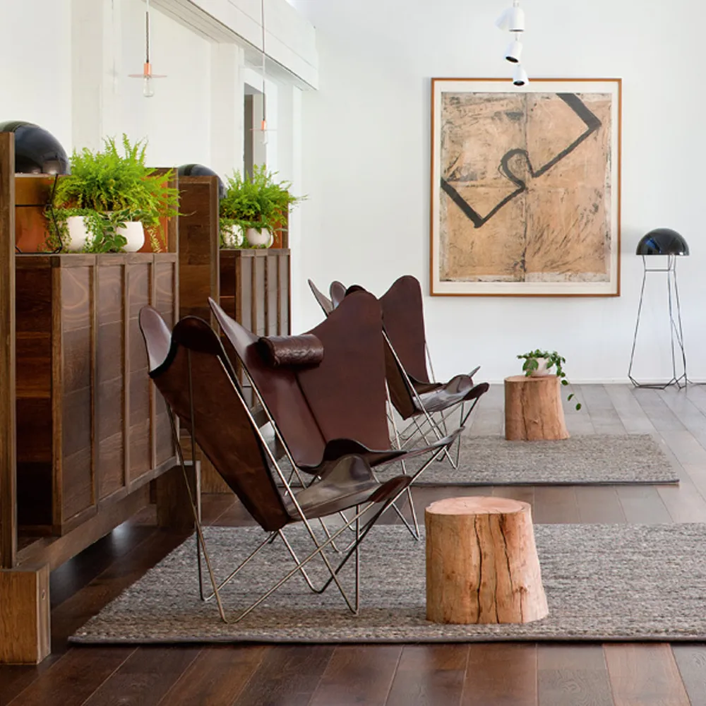 KS Chair flaggermusstol, Skinn black, rustfritt stativ OX Denmarq